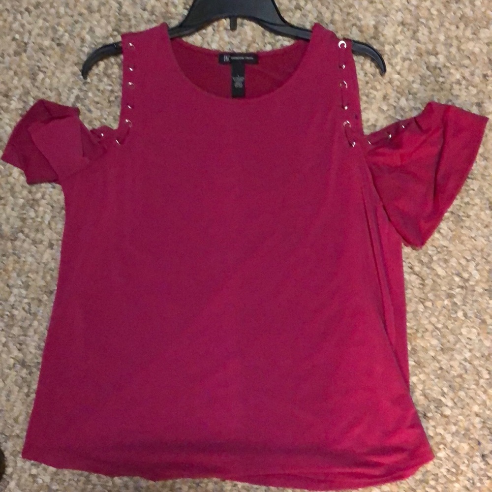 INC Grommet Cold Shoulder Blouse-L